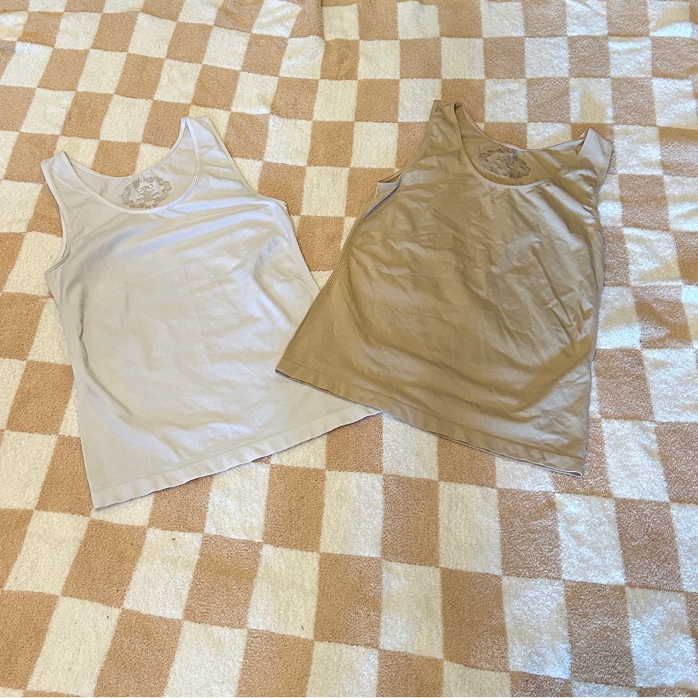 Cato Cream and Tan Tank Tops